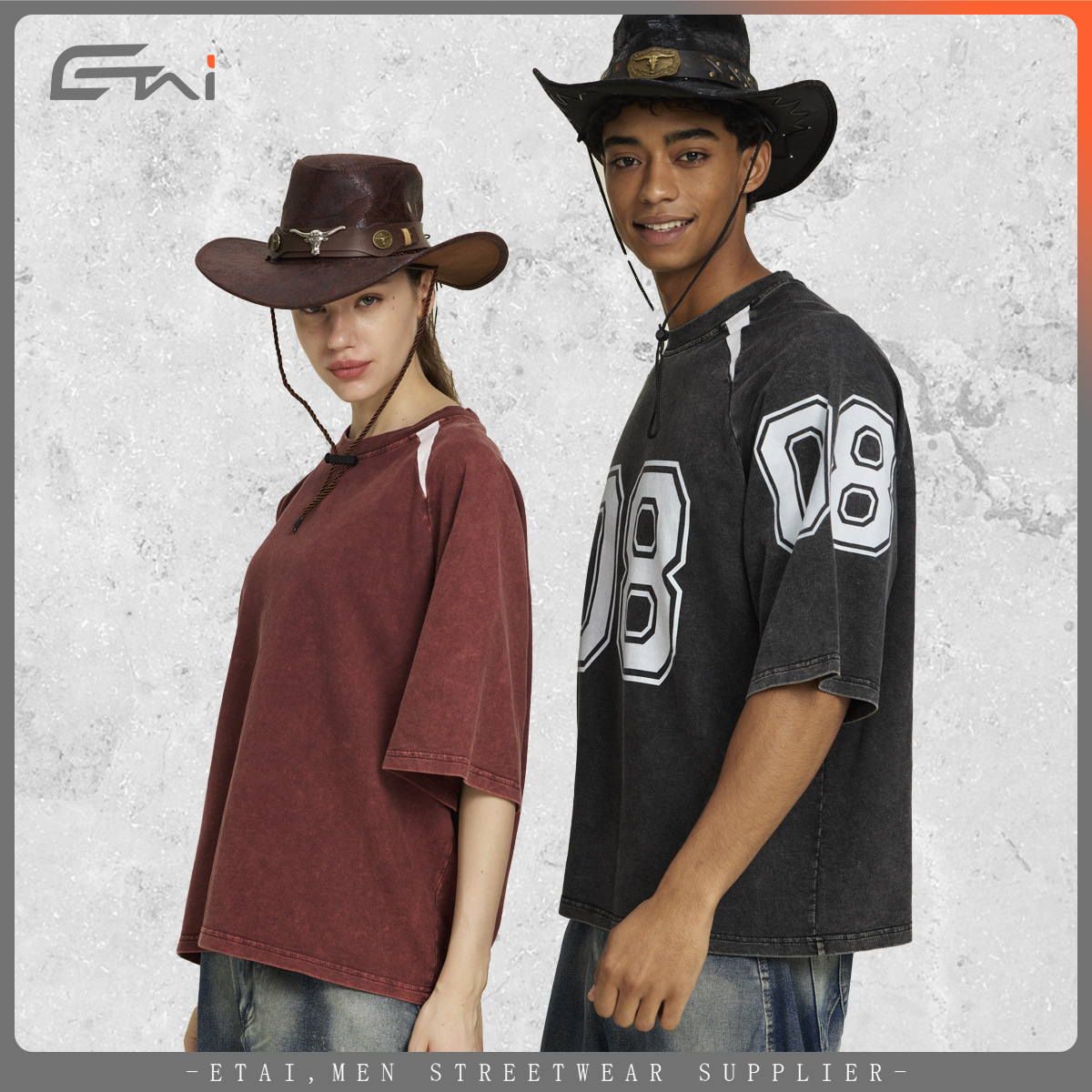 ETAI algodón de verano 240G pesado lavado con agua camiseta de hombre marca de moda americana juvenil deportes casuales mangas cortas