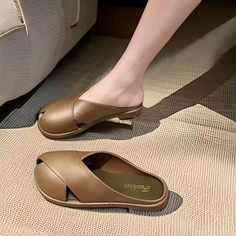 Half‑sling flat slides, soft‑sole spring/summer slip‑ons, sizes 36–41, lightweight