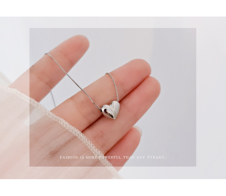 S925 silver heart necklace for women niche design advanced 2023 new heart shaped pendant light luxury clavicle chain_voghion.com