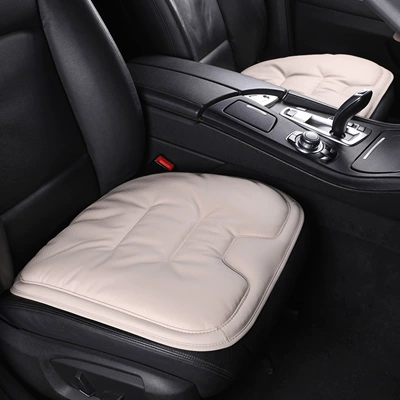 Car Seat Cushion, Nappa Leather Seat cushion, seat cover - super-anti-slip-haoyue-white-front-row-2-pieces