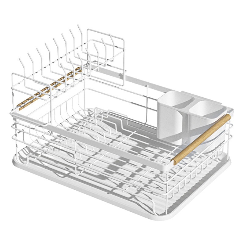 Estante de la cocina vajilla de almacenamiento de drenaje estante de drenaje de hierro de estilo japonés de doble capa estante para platos estante de almacenamiento de metal