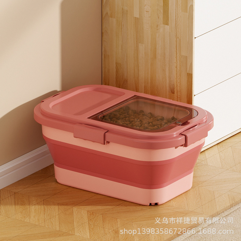メーカー直送 Amazon 折りたたみ式ドッグフードバケツ キッチン防カビ防湿穀物保存バケツ 米保存バケツ 小麦粉バケツ 米箱|undefined