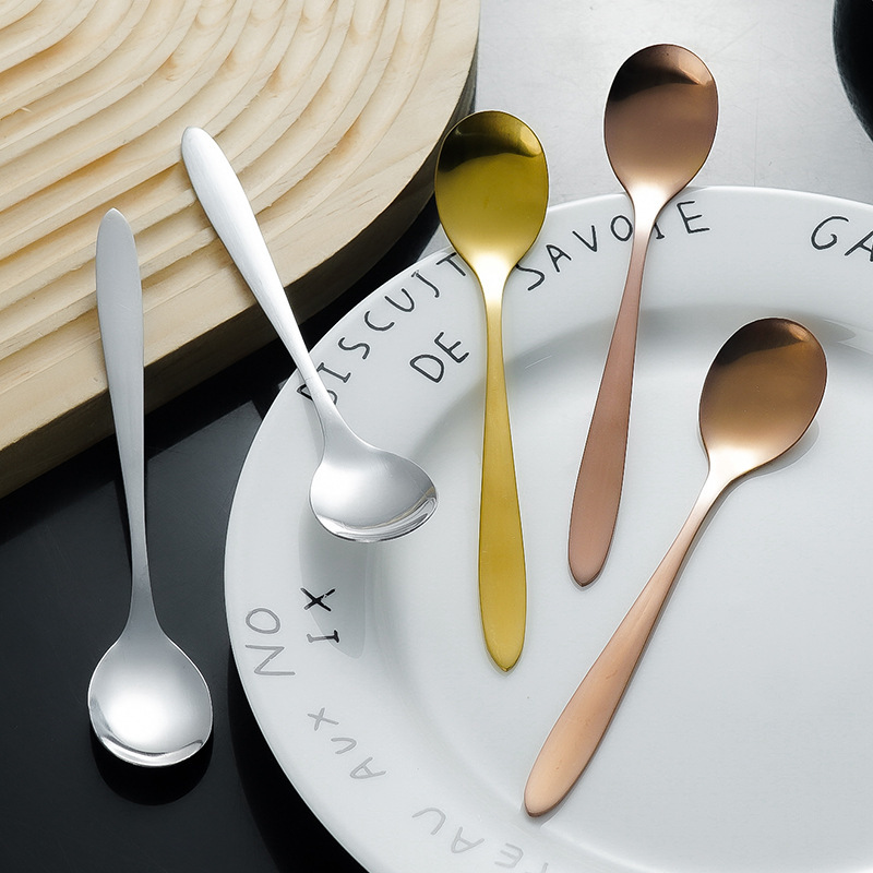 Stainless steel spoon ins high-value coffee spoon household children's tableware spoon dessert spoon seasoning spoon logo printing