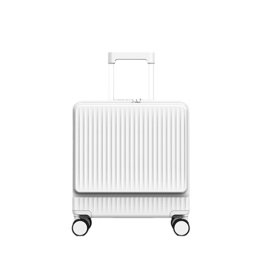 Luggage that can be boarded, front-loading suitcase, unisex pull-along suitcase, 18-inch silent aluminum frame, password travel suitcase, small suitcase