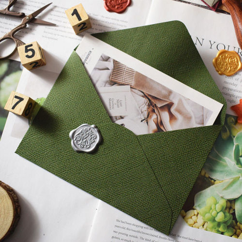 Linen letter set with vintage style, book invitation, high-end business invitation, postcards, sealing wax envelope bag
