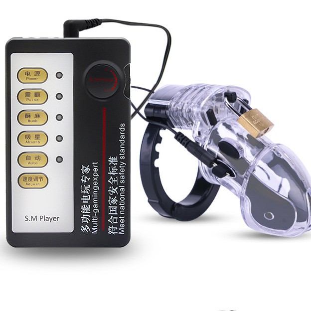 Plástico de silicona de los hombres castidad bloqueo choque eléctrico pulso bloqueo CB6000S juguetes alternativos juguetes sexuales