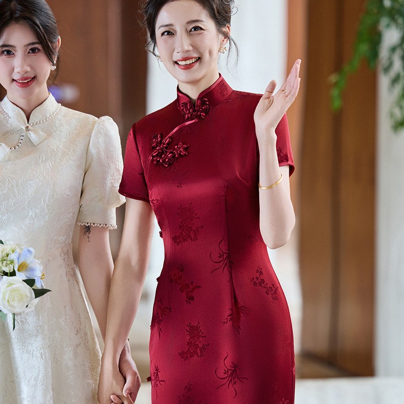 New High-End Wedding Mother-In-Law Dress, Long Dress, Mother-In-Law Wedding Banquet Dress, Improved Cheongsam Dress