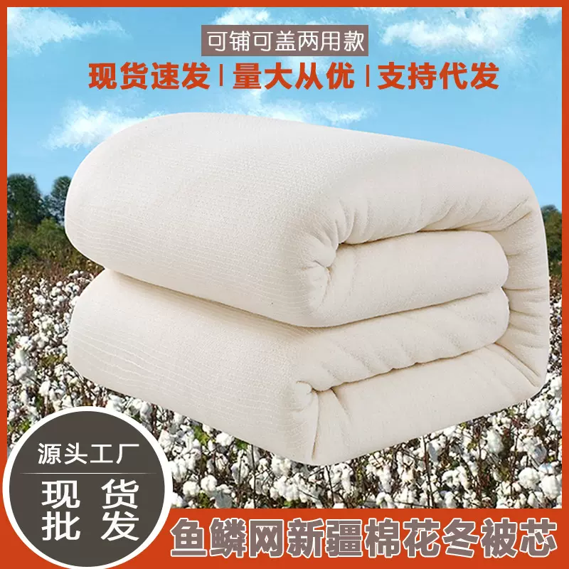 新疆棉全棉鱼鳞网棉花胎冬被被芯加厚床褥学生宿舍床垫春秋被芯