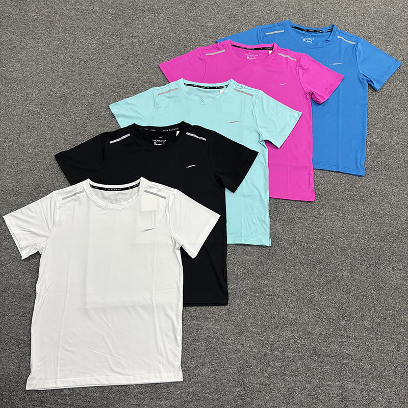 New Trendy Training Running Fitness Mesh Short-Sleeved Sports Elastic Quick-Drying T-Shirt Breathable Export Light Mesh