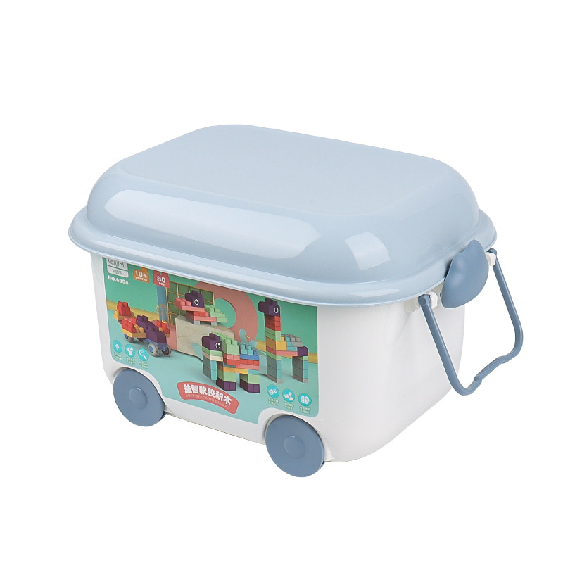 Bebé suave bloques de construcción de 0 a 1 años de edad los niños pueden morder juguetes para bebés pegamento suave partículas grandes montado juguetes educativos mordedor