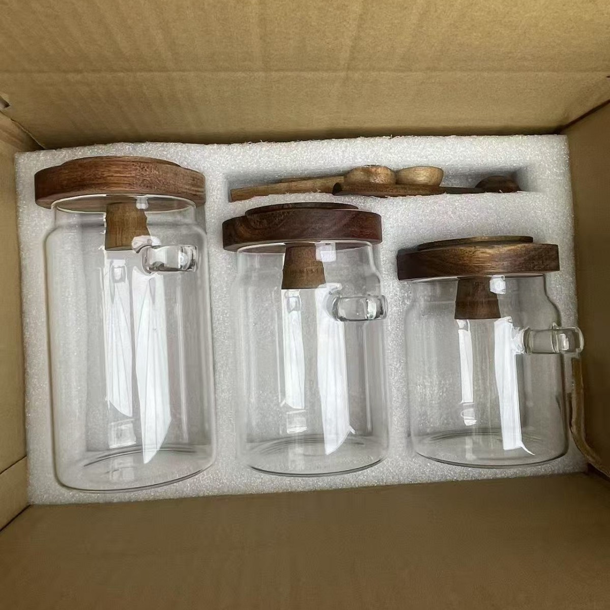 Tarro de almacenamiento de granos de café Tarro de vidrio sellado con cuchara Botella pequeña Caja de almacenamiento de frijoles Tarro de almacenamiento de café en polvo Tarro de té