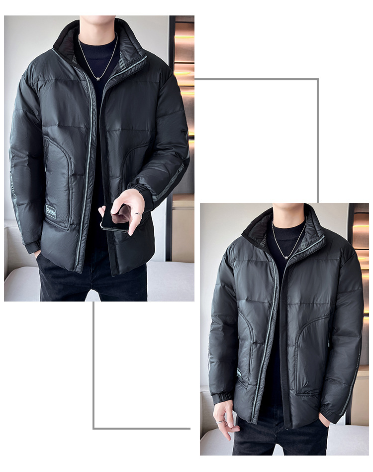 Men's Clothing white duck cotton winter men's cotton jacket men's short thick warm fashion stand collar jacket men_voghion.com