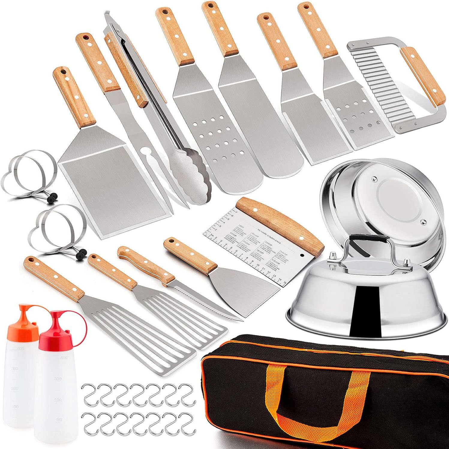 Amazon Venta caliente Acero inoxidable Mango para hornear Juego de herramientas para acampar al aire libre Juego de combinación de barbacoa en stock