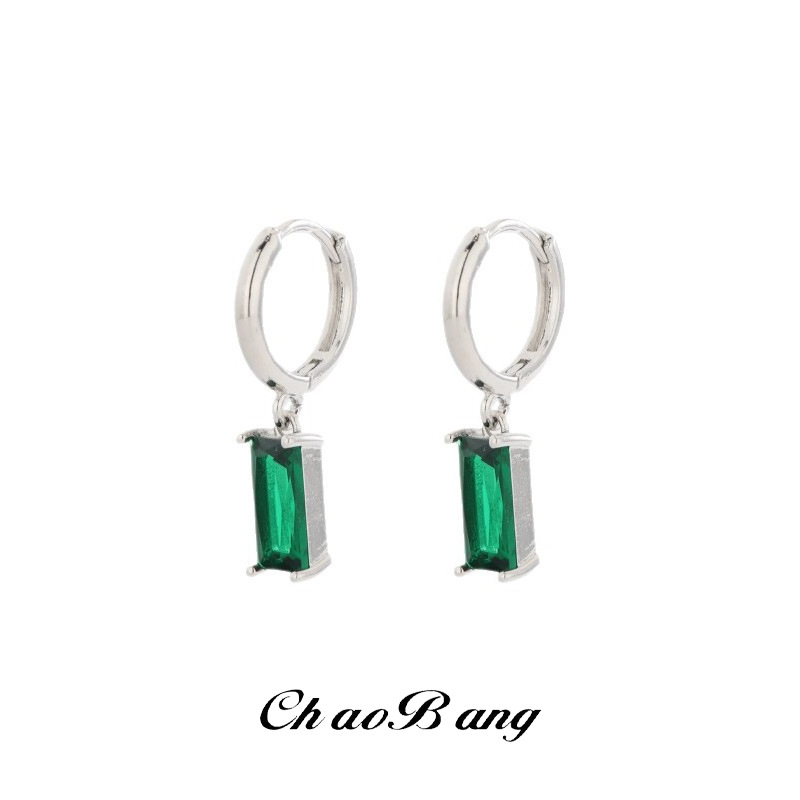 Cross-Border Peacock Green Stone Earrings for Men, Trendy Retro Fashion, Versatile for Women, Simple, Light Luxury, Unique Design Earrings