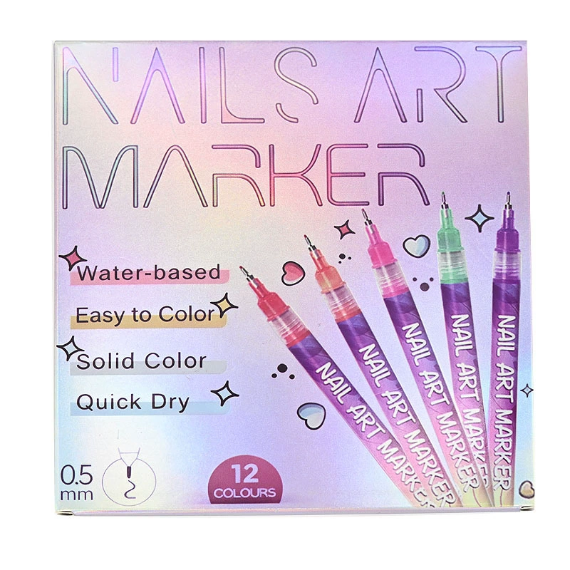 М Multicoloured drawing pens for manicure, fake nails, liner to create lines, manicure brush, DIY, 12 colors