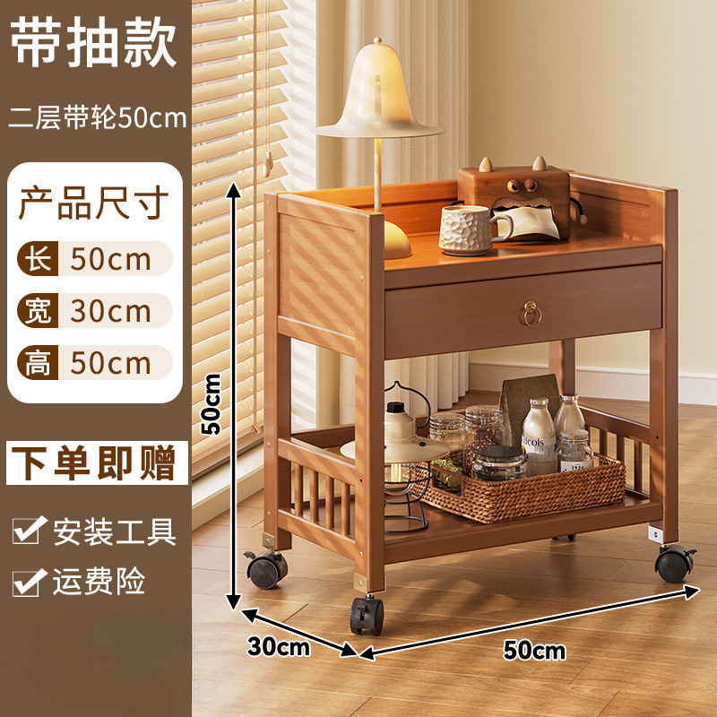 Estante de almacenamiento móvil multicapa de estante de almacenamiento para carro de salón doméstico de madera no sólida fácil de aterrizar estante de almacenamiento