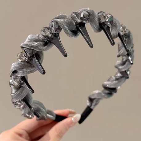 # 72 gray juan sha double crystal wave hairband