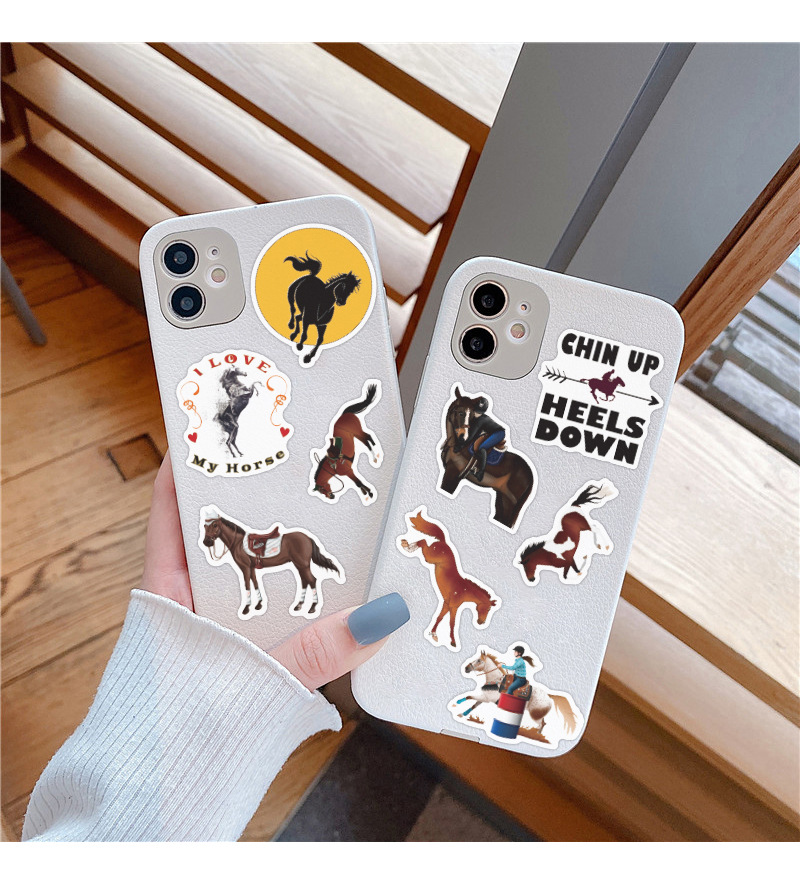 50 Pieces Creative Horse Galloping Graffiti Stickers Horse Racing Journal Stickers Computer Phone Case Pvc Waterproof Small Stickers display picture 2