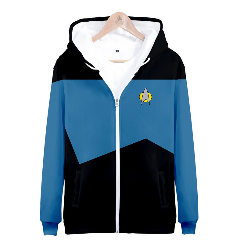 2024 Cross-Border New Star Trek Character Clothing 3D Digital Printing Casual Zipper Hooded Sweatshirt with Flap Pocket Pantss