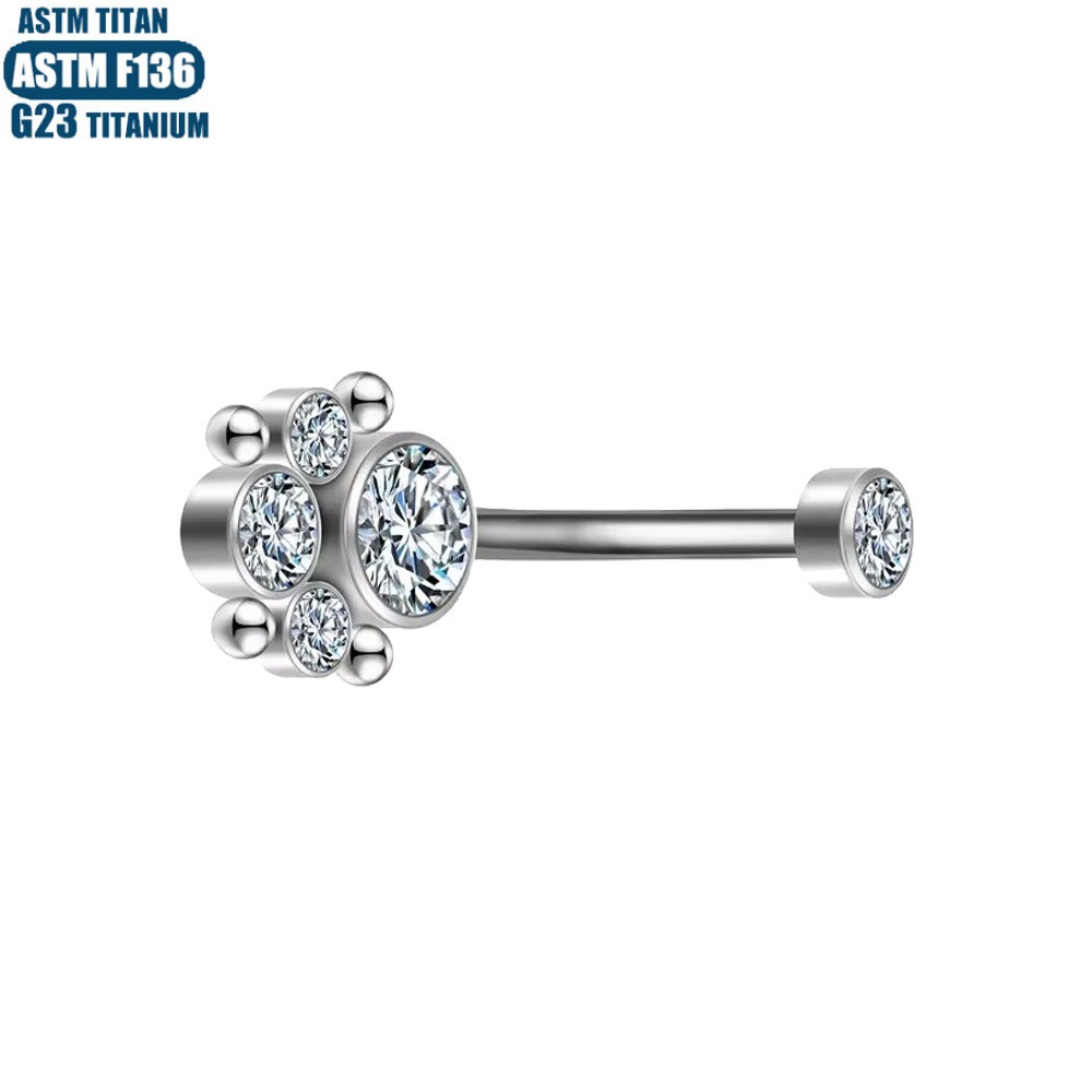 Silver pointed spike labret stud material detail