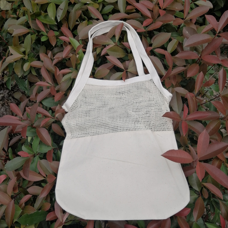 shopping tote bag 网兜拼接帆布手提袋可以制定logo 款式