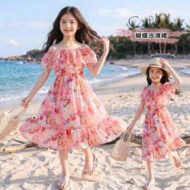 儿童装女童连衣裙夏装2026新款夏季女童蝴蝶雪纺长裙西米亚沙滩裙