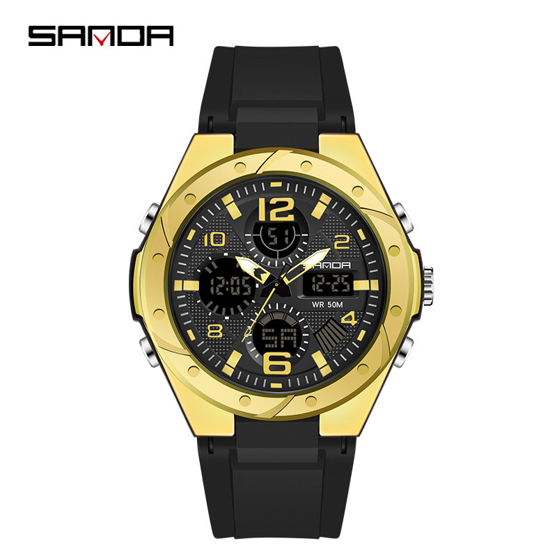 SANDA 6062 multi-funcional a prueba de agua electrónica deportes pareja mujer doble pantalla reloj e-commerce Venta caliente reloj