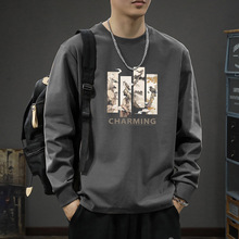 重磅200克纯棉T恤男秋季潮牌复古纯色长袖打底衫宽松百搭体恤