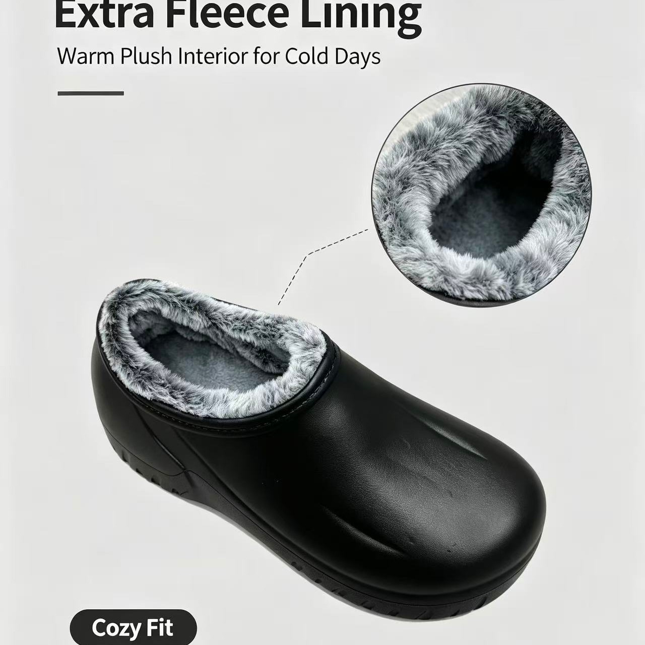 Extra-large waterproof cotton shoes for chefs, slip-resistant, waterproof, oil-resistant, restaurant food-specific, fleece-lined, warm work shoes
