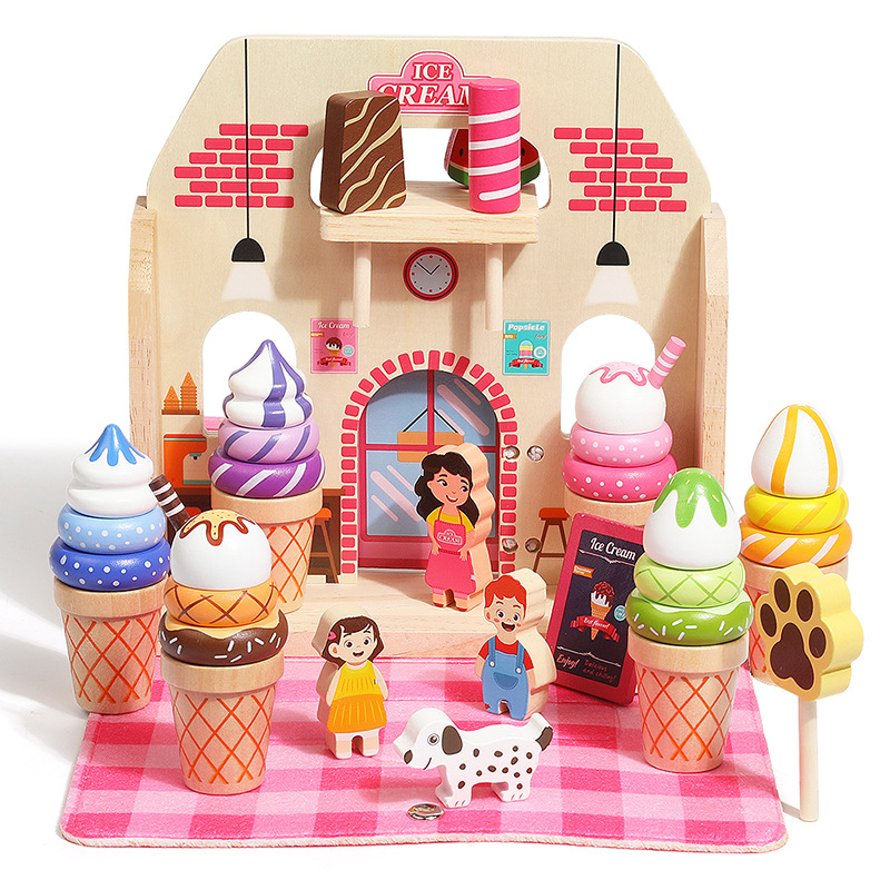 Té de la tarde para niños de madera transfronteriza, caja portátil, juego de té de simulación de personaje de bebé, juego de juguetes educativos