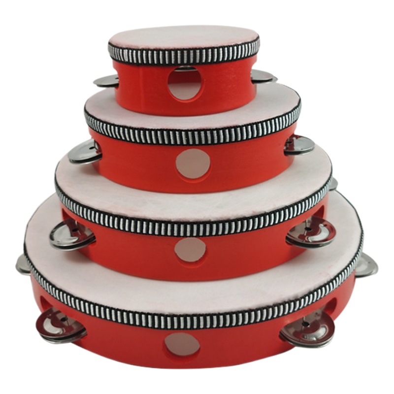 Instrumento de percusión Orff pandereta de doble fila 4 pulgadas 6 pulgadas 7 pulgadas 8 pulgadas 10 pulgadas tambor de mano tambor súper fuerte