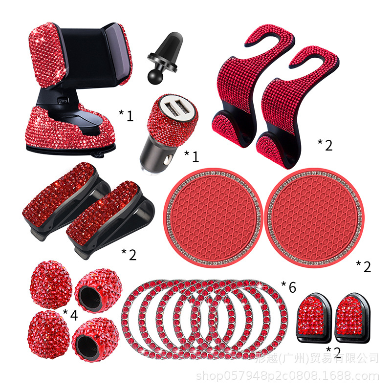 Cruz-frontera especial para nuevo diamante-accesorios incrustados coche diamante-gancho de coche con un clic inicio decorativo anillo válvula traje