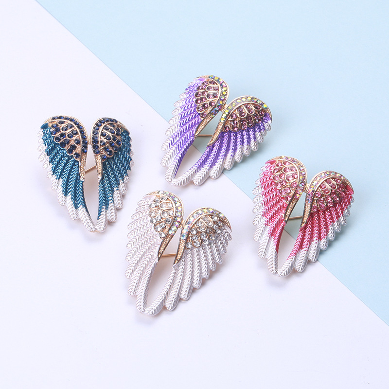 Ig Style Modern Style Wings Alloy Enamel Inlay Rhinestones Women's Brooches display picture 2