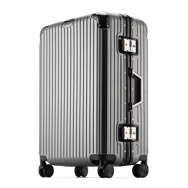 Fábrica de suministro de metales de aleación de aluminio de aluminio, maletas de viaje de moda masculina y femenina, contraseña de 24 pulgadas nuevas maletas de nicho