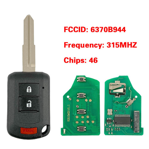 Suitable for Mitsubishi Outlander 2+1-button flat blade key, 315 MHz frequency, 46-chip OUCJ166N/6370B944.