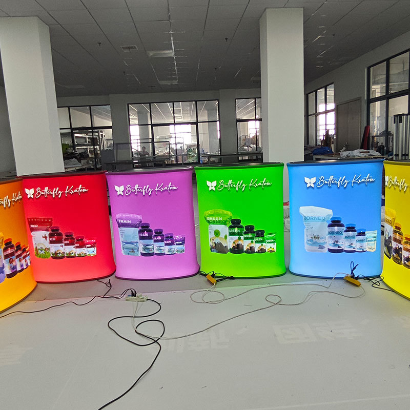 折叠升降发光促销台液压塑料面板拍拍桌展台展会接待台试吃台