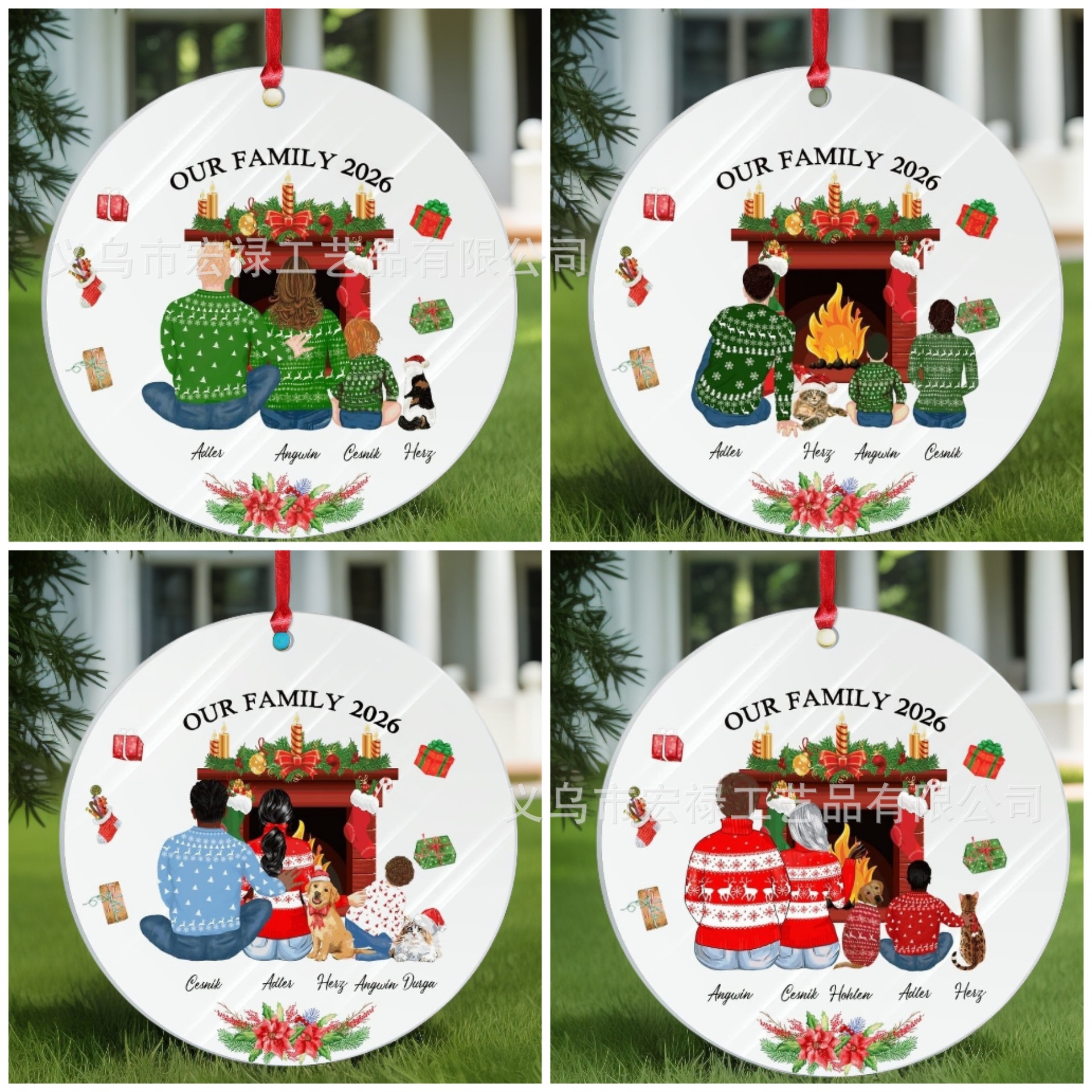 跨境亚马逊2026年圆形亚克力挂件礼物家人款饰品挂件节日礼物挂件