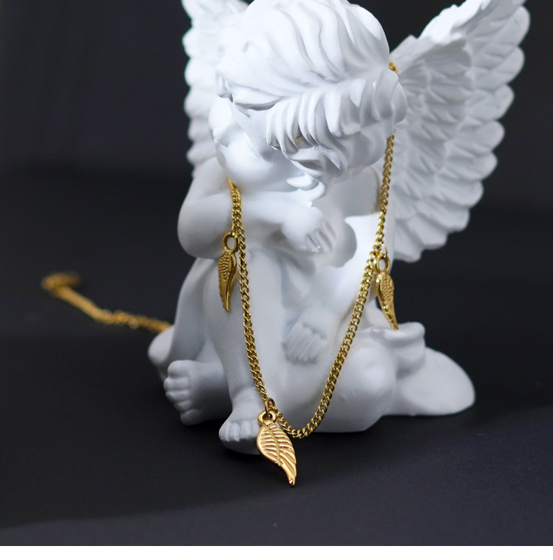 Fashion Wings Titanium Steel Gold Plated Necklace