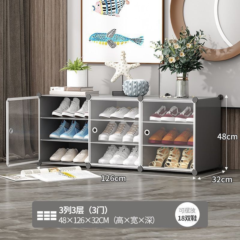 Estante de zapatos simple puerta doméstica multicapa de almacenamiento a prueba de polvo interior nuevo tipo 2026 alquiler transparente gabinete de zapatos de plástico