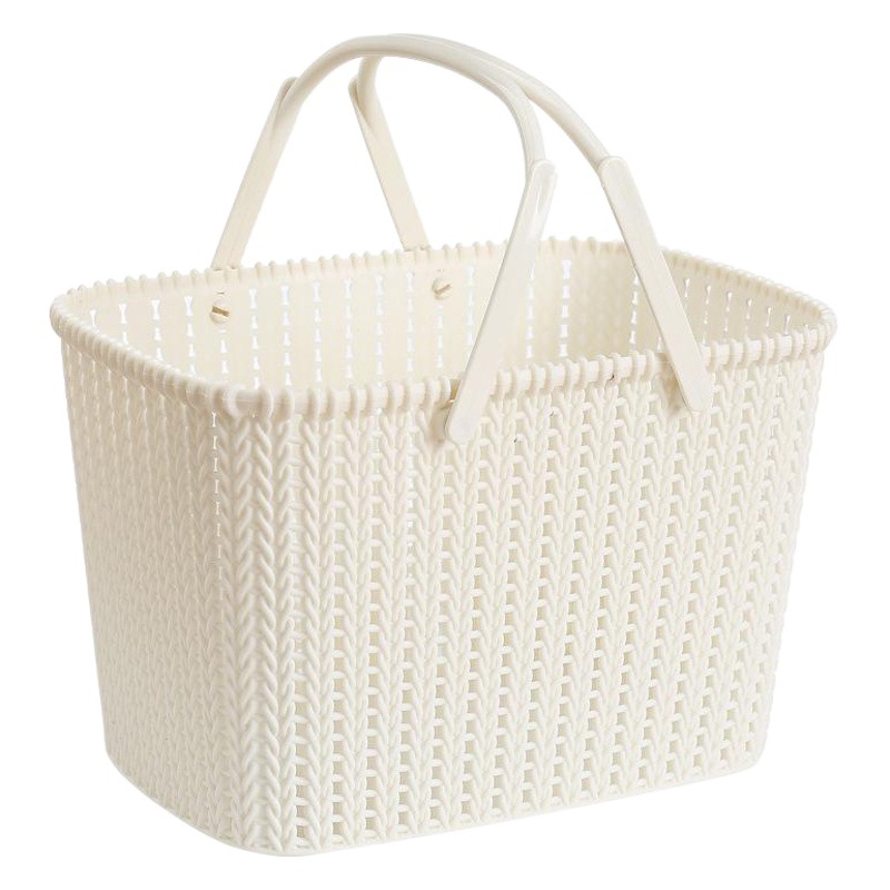 Cesta de mimbre de imitación, cesta de almacenamiento de plástico tejida, cesta portátil para baño, cesta de almacenamiento de frutas, venta al por mayor