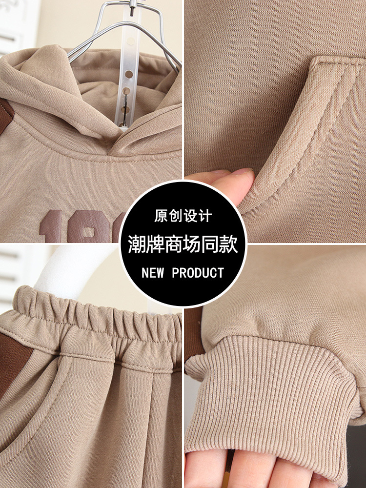 6520 traje de suéter de otoño e invierno para niños 2025 nuevo estilo para niños más chaqueta gruesa de terciopelo ropa de invierno para bebés ropa para niños