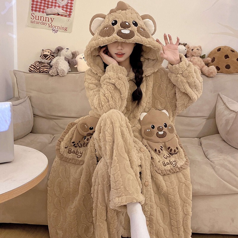 2026 New Coral Velvet Pajamas for Women, Fleece-Lined and Thickened Sleepwear, Women's Winter Bathrobe, Autumn and Winter Home Wear Set 2026 New Coral Velvet Pajamas for Women, Fleece-Lined and Thickened Sleepwear, Women's Winter Bathrobe, Autumn and Winter Home Wear Set