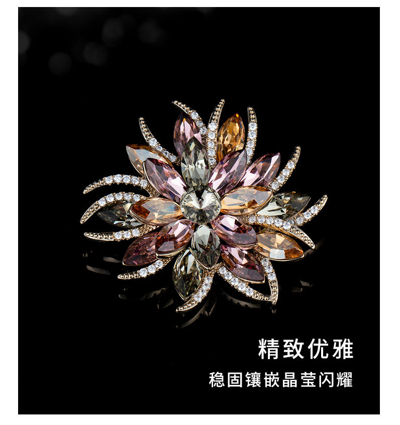 新款高档奢华太阳花胸针小众设计高档精致花朵别针法式