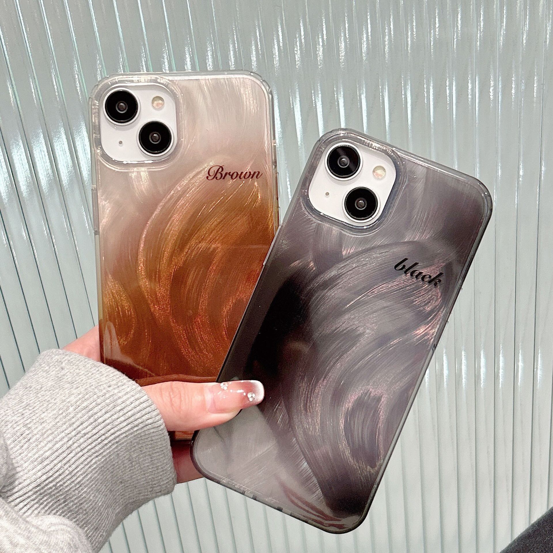 Hanfeng Feather Yarn Gradient iPhone14Pro Niche 13Pro  12Pro Phone Case 15Pro Max_voghion.com