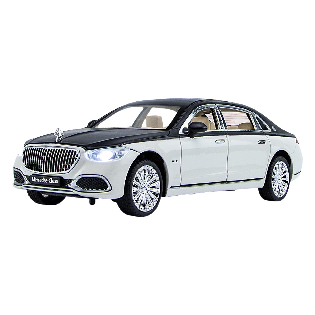 Nuevo modelo de coche de aleación de simulación Haodi 1:24 Maybach S680 sonido y luz pull back coche de juguete para niños efectos de sonido adornos