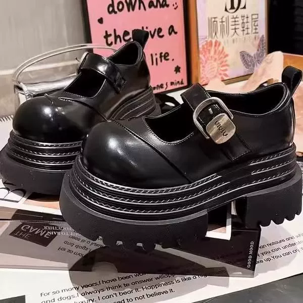 Модные высококачественные туфли Liren на среднем каблуке с неглубоким вырезом, новинка 2025 года, дизайн для интернет-знаменитостей, на толстой подошве.