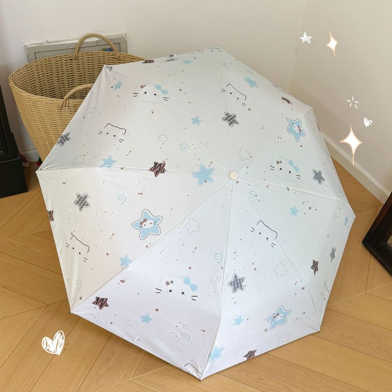 现货 猫咪全自动雨伞女晴雨伞两用折叠黑胶防晒紫外线学生太阳伞|undefined