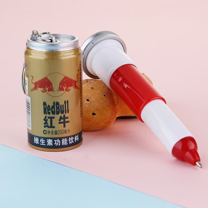クリエイティブ伸縮ペン缶ボールペン模造飲料瓶キーホルダーミニコーラ雪碧ペンダントかわいい|undefined
