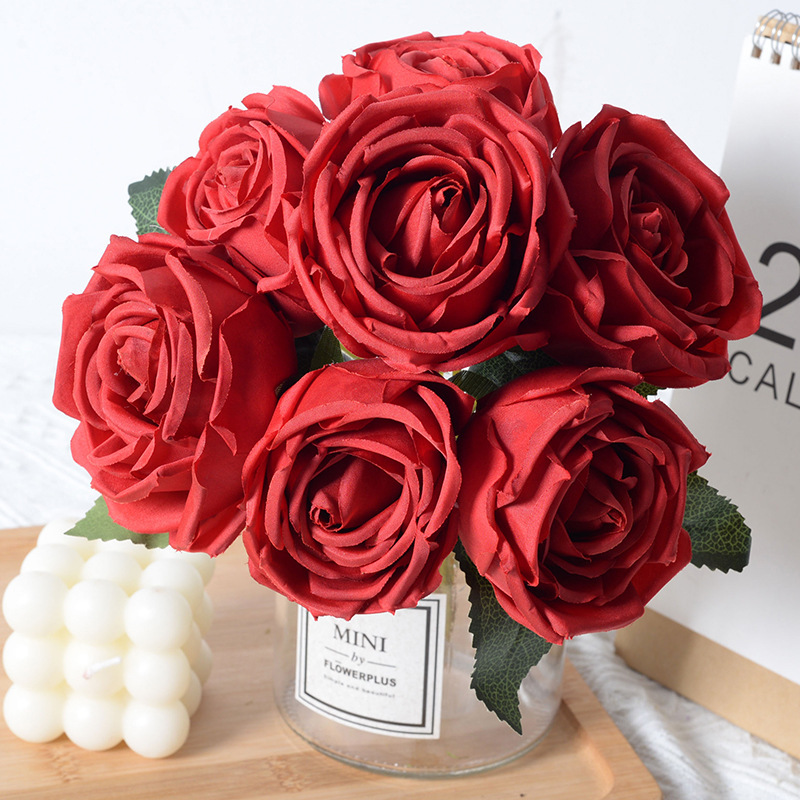 Rosa artificial 7-cabeza imperial concubina Rosa sosteniendo Flor de estilo europeo Flor de seda boda Hotel sala de estar decoración transfronteriza al por mayor