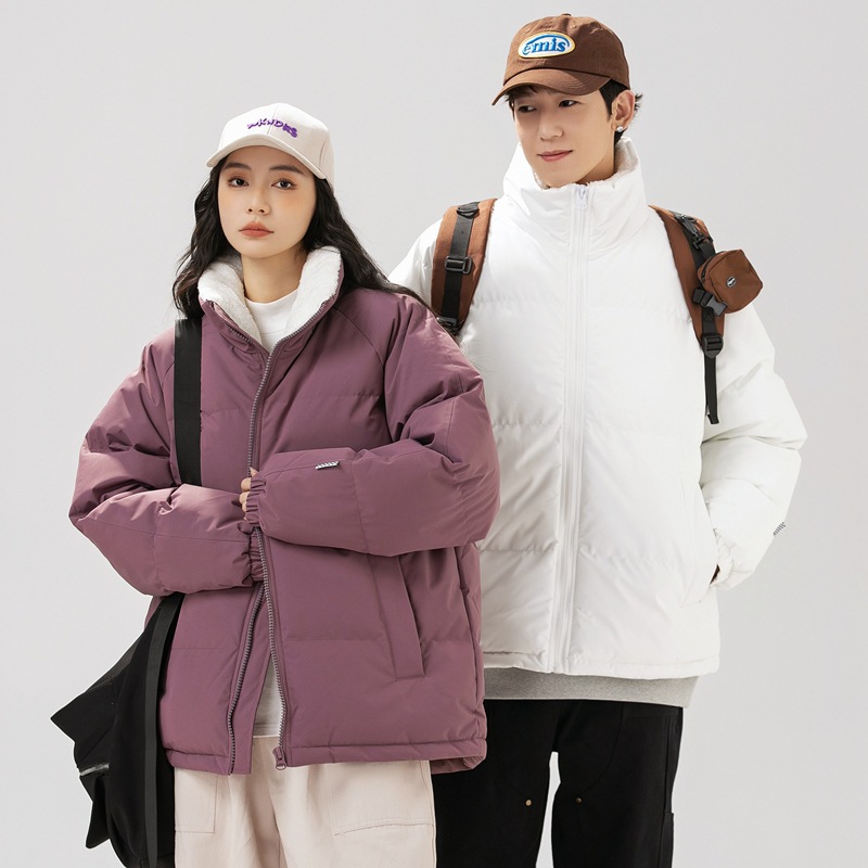 New winter stand-up collar short cotton jacket, unisex, thickened and warm, trendy casual coat